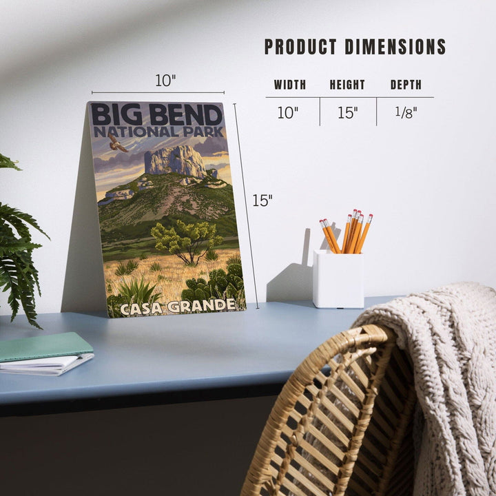 Big Bend National Park, Texas, Casa Grande, Lantern Press Artwork, Wood Signs and Postcards Wood Lantern Press