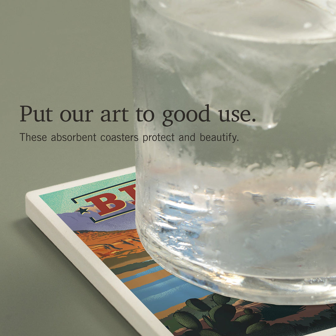 Big Bend National Park, Texas, Lithograph National Park Series, Coasters Coasters Lantern Press