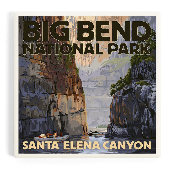 Big Bend National Park, Texas, Santa Elena Canyon, Painterly Series, Coasters Coasters Lantern Press Coaster