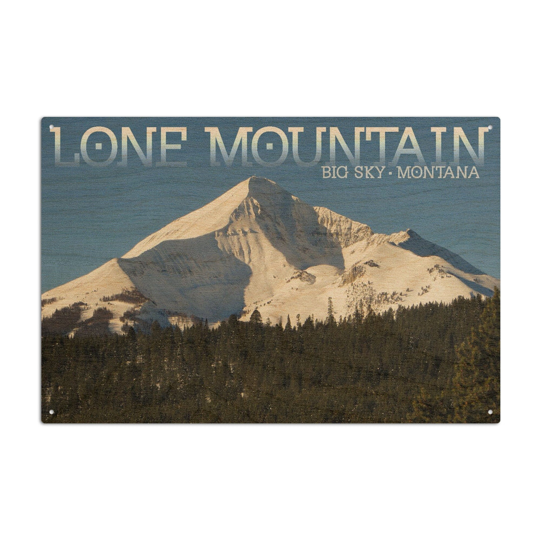 Big Sky, Montana, Lone Mountain, Lantern Press Photography, Wood Signs and Postcards - Lantern Press
