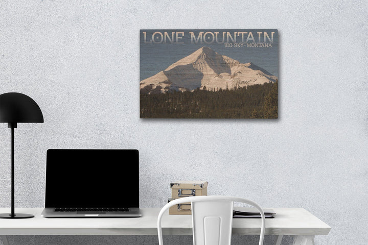 Big Sky, Montana, Lone Mountain, Lantern Press Photography, Wood Signs and Postcards - Lantern Press
