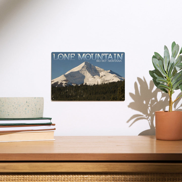Big Sky, Montana, Lone Mountain, Lantern Press Photography, Wood Signs and Postcards - Lantern Press