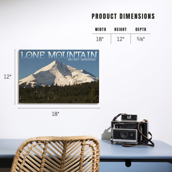 Big Sky, Montana, Lone Mountain, Lantern Press Photography, Wood Signs and Postcards - Lantern Press