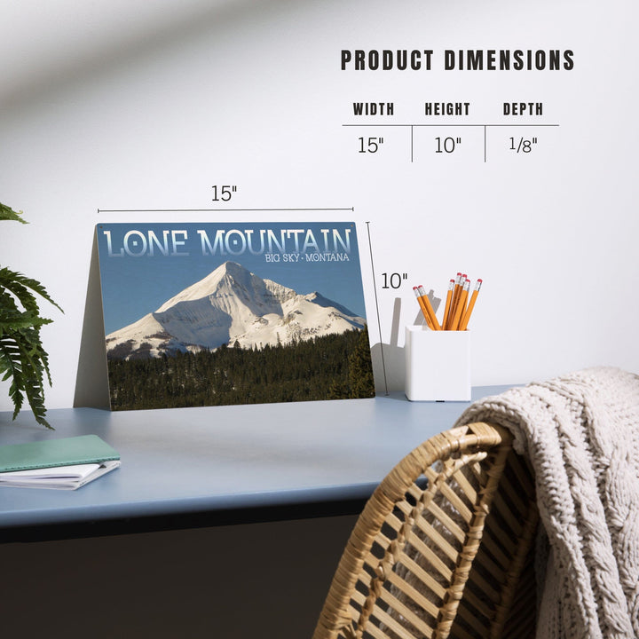Big Sky, Montana, Lone Mountain, Lantern Press Photography, Wood Signs and Postcards - Lantern Press