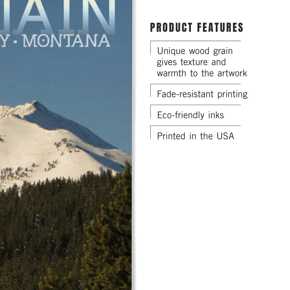 Big Sky, Montana, Lone Mountain, Lantern Press Photography, Wood Signs and Postcards - Lantern Press