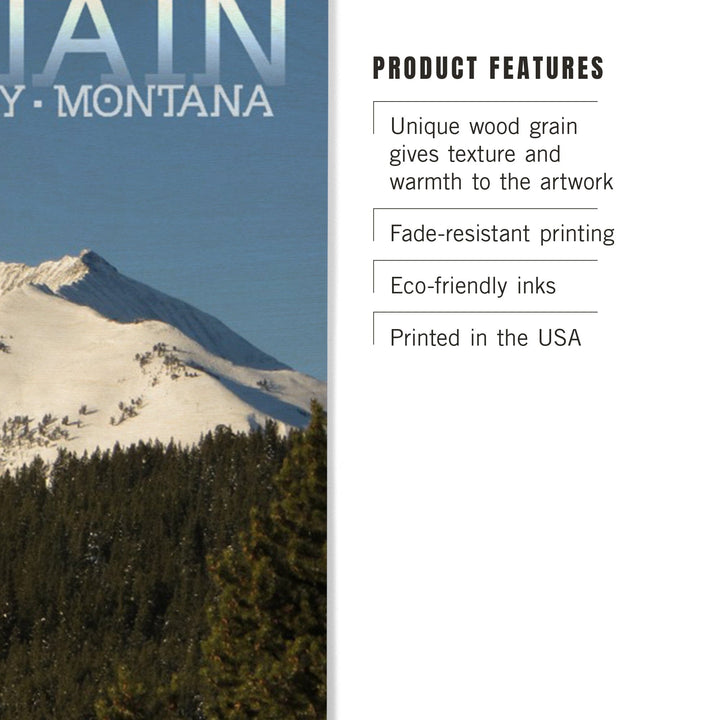 Big Sky, Montana, Lone Mountain, Lantern Press Photography, Wood Signs and Postcards - Lantern Press