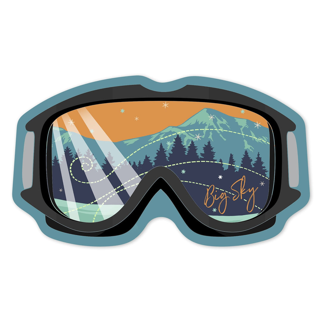 Big Sky, Ski Goggles, Contour, Lantern Press Artwork, Vinyl Sticker - Lantern Press