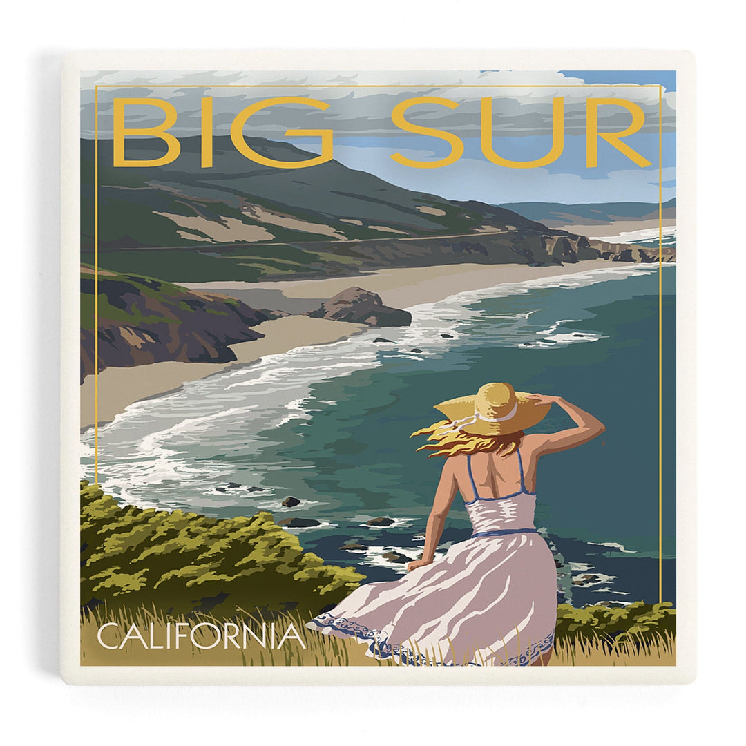 Big Sur, California, Coast Scene, Coasters Coasters Lantern Press Coaster