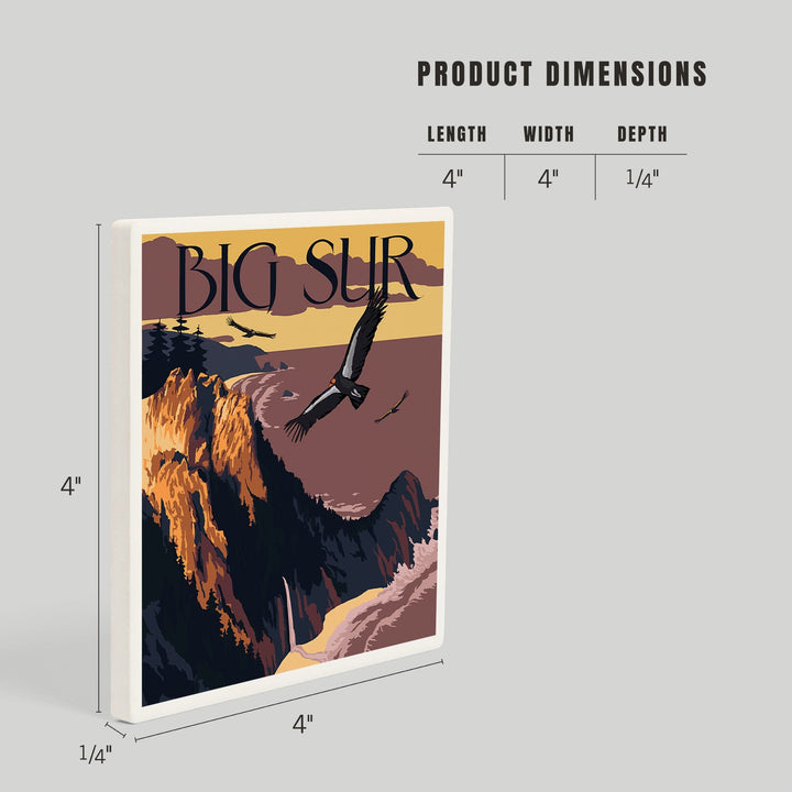 Big Sur, California, Condors, Coasters Coasters Lantern Press