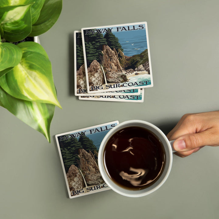 Big Sur, California, McWay Falls, Coasters Coasters Lantern Press