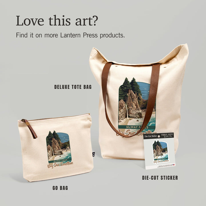 Big Sur, California, McWay Falls, Contour, Lantern Press Artwork, Vinyl Sticker - Lantern Press