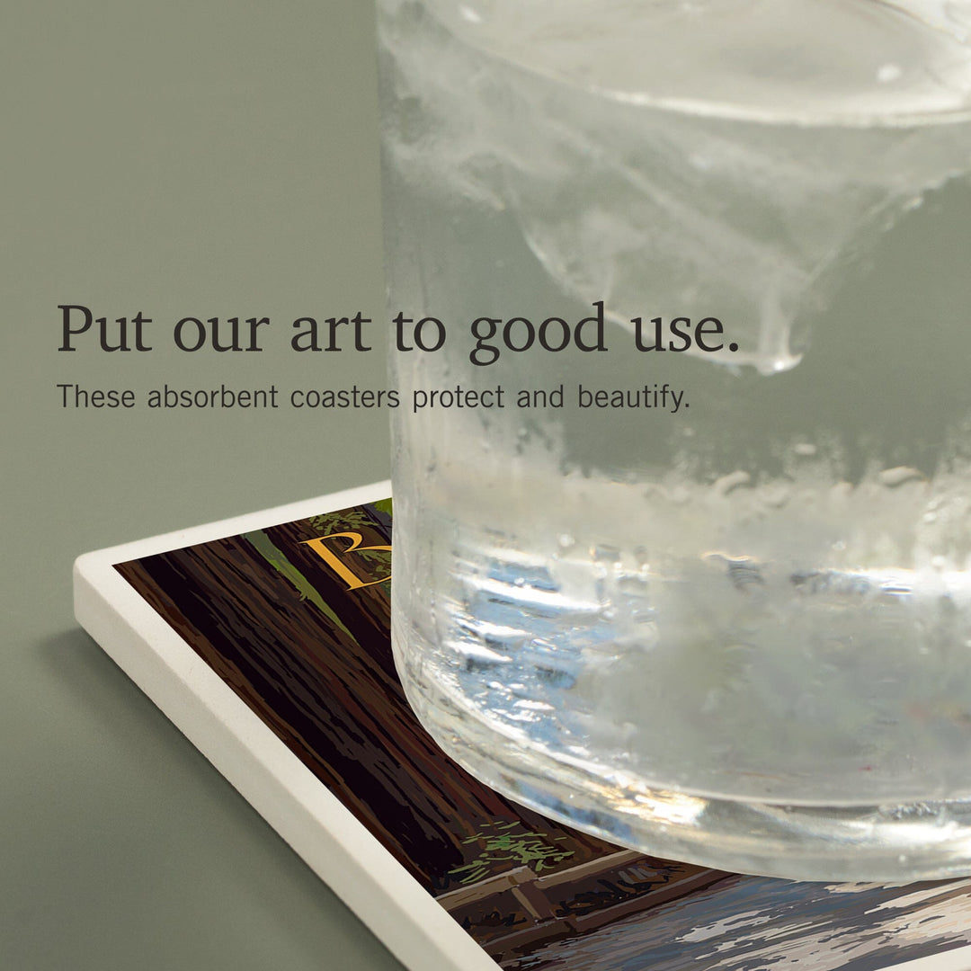 Big Sur, California, Pathway and Hikers, Coasters Coasters Lantern Press