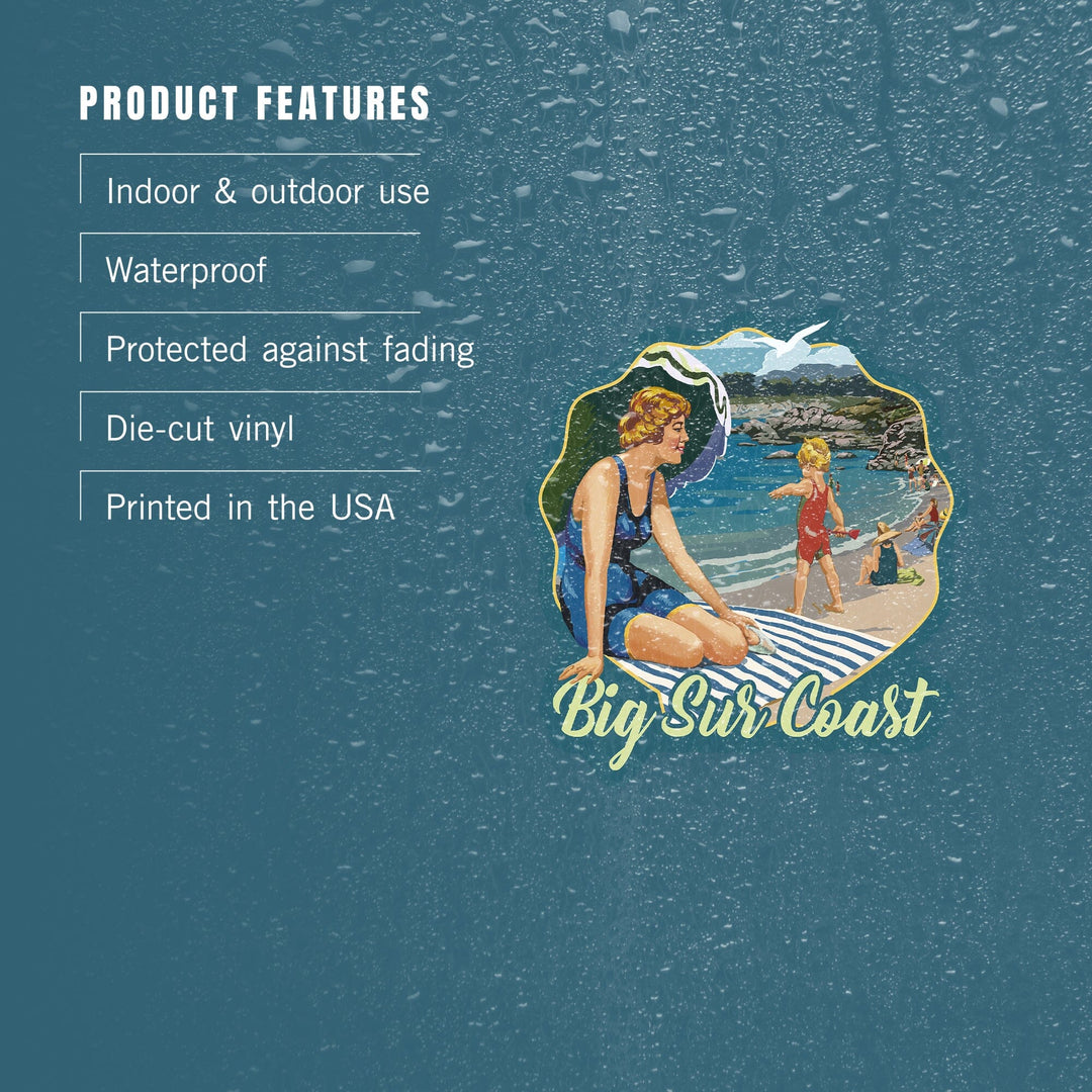 Big Sur, California, Point Sur Coast Scene, Contour, Lantern Press Artwork, Vinyl Sticker - Lantern Press