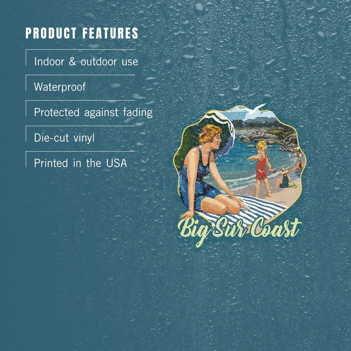 Big Sur, California, Point Sur Coast Scene, Contour, Lantern Press Artwork, Vinyl Sticker - Lantern Press