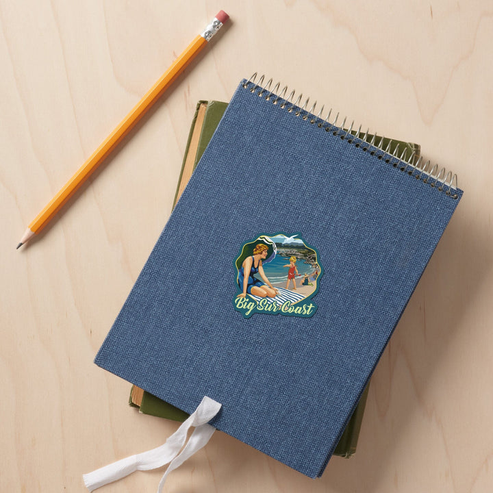 Big Sur, California, Point Sur Coast Scene, Contour, Lantern Press Artwork, Vinyl Sticker - Lantern Press