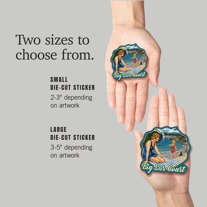 Big Sur, California, Point Sur Coast Scene, Contour, Lantern Press Artwork, Vinyl Sticker - Lantern Press