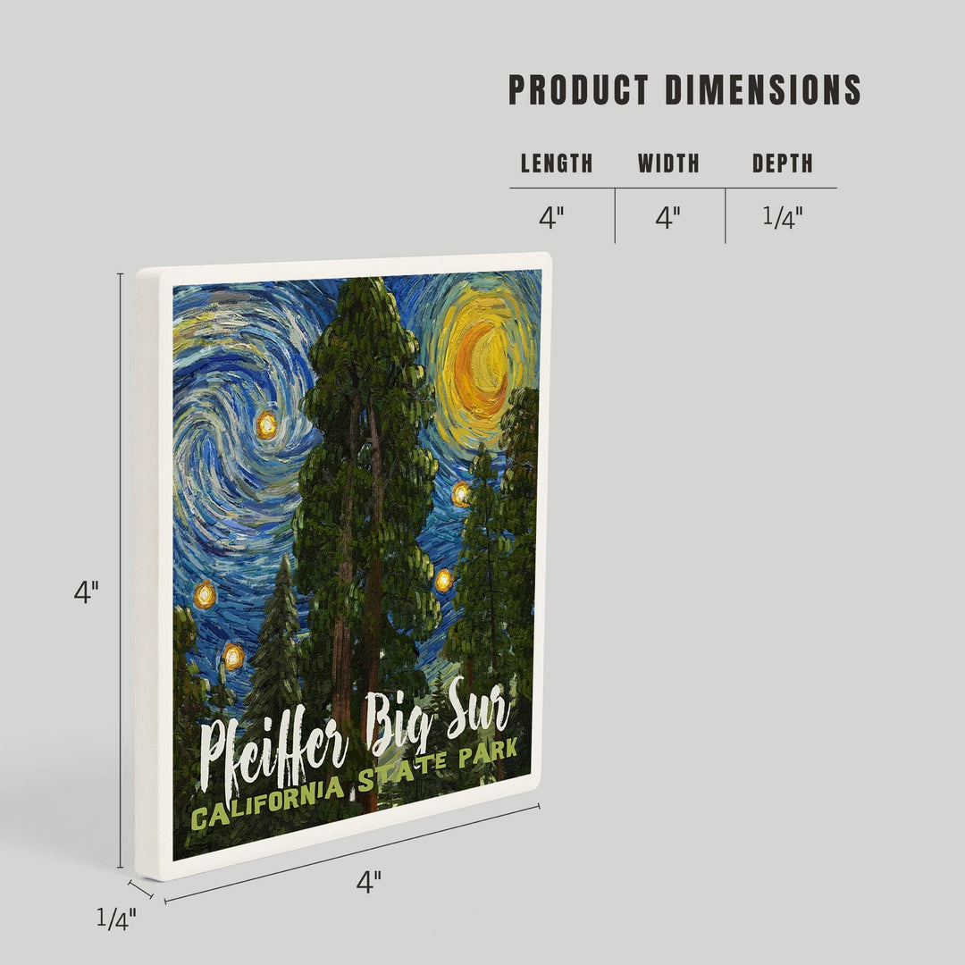 Big Sur, California, Starry Night Series, Pfeiffer Big Sur, Coasters Coasters Lantern Press