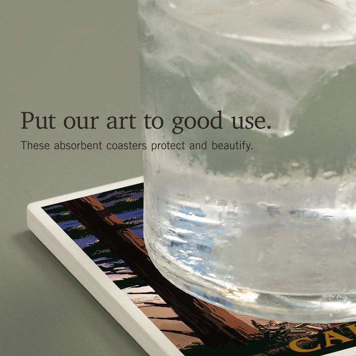 Big Sur, California, Surfing and Sunset, Coasters Coasters Lantern Press