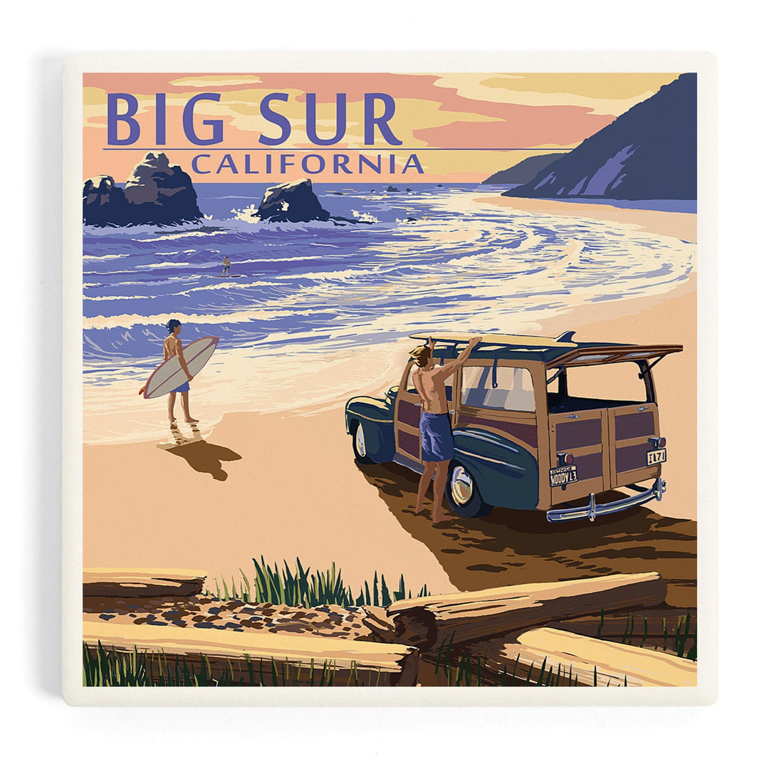 Big Sur, California, Woody on Beach, Coasters Coasters Lantern Press Coaster