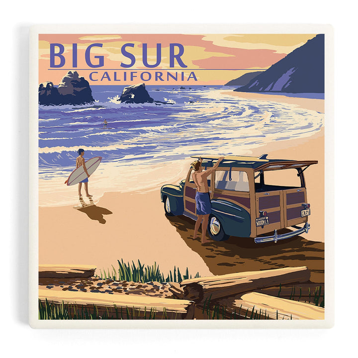 Big Sur, California, Woody on Beach, Coasters Coasters Lantern Press Coaster