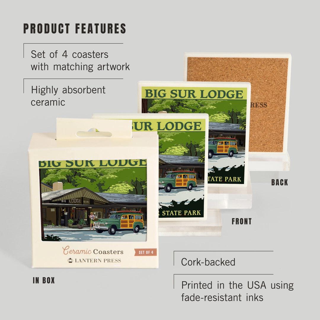 Big Sur Lodge, California, Coasters Coasters Lantern Press