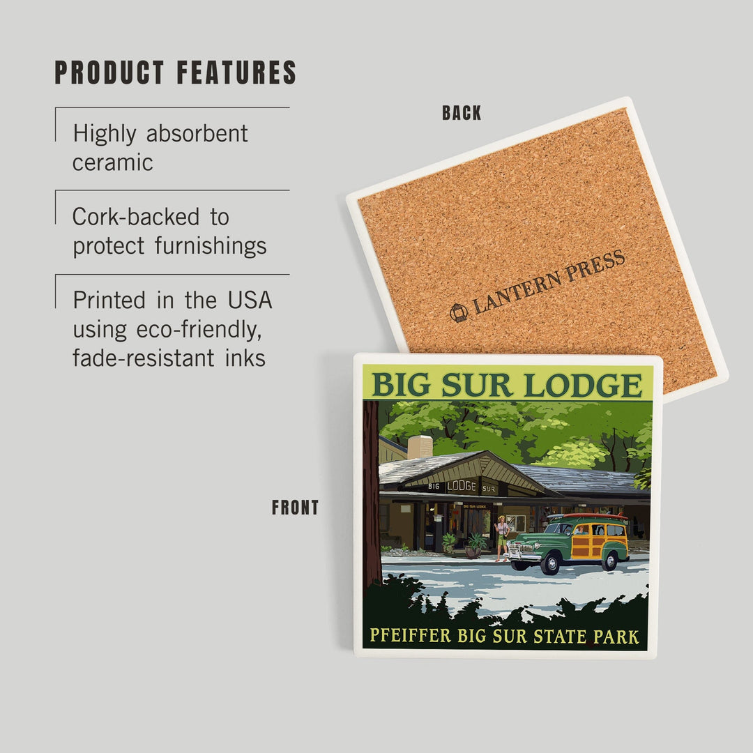 Big Sur Lodge, California, Coasters Coasters Lantern Press