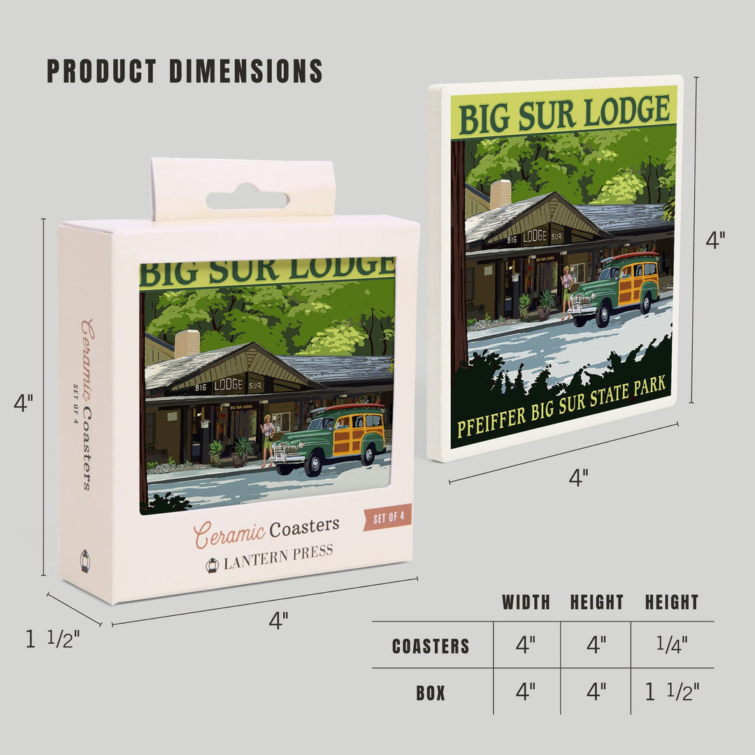 Big Sur Lodge, California, Coasters Coasters Lantern Press