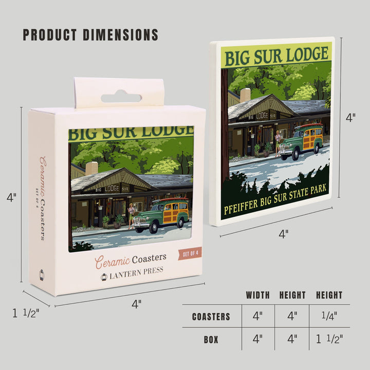 Big Sur Lodge, California, Coasters Coasters Lantern Press