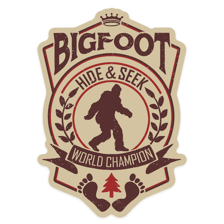 Bigfoot, Hide and Seek World Champion, Contour, Lantern Press Artwork, Vinyl Sticker - Lantern Press