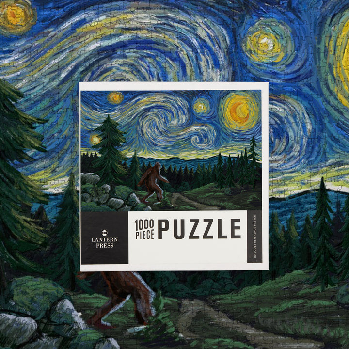 Bigfoot, Starry Night, Jigsaw Puzzle Puzzle Lantern Press