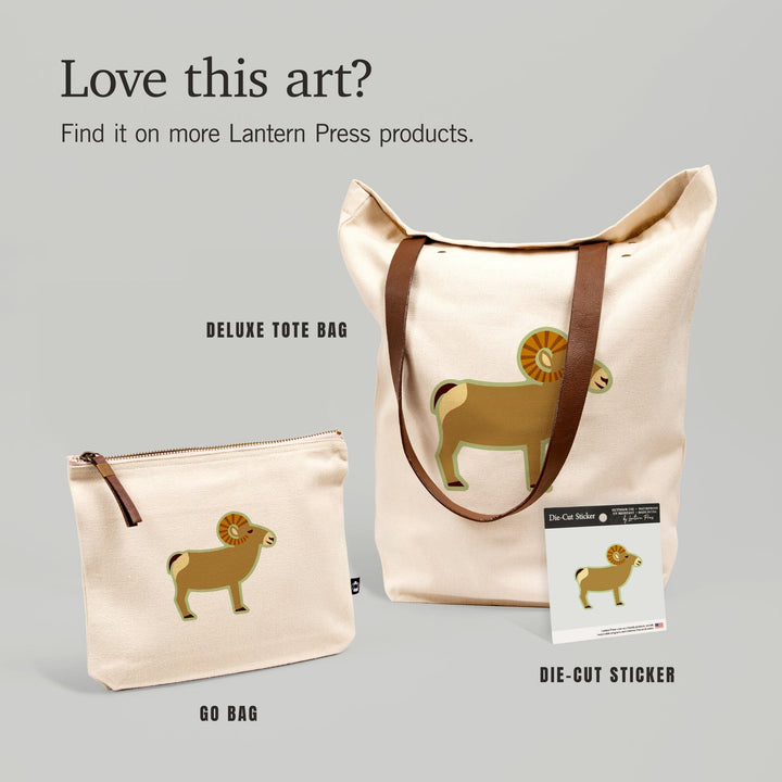 Bighorn Sheep, Geometric, Contour, Lantern Press Artwork, Vinyl Sticker - Lantern Press