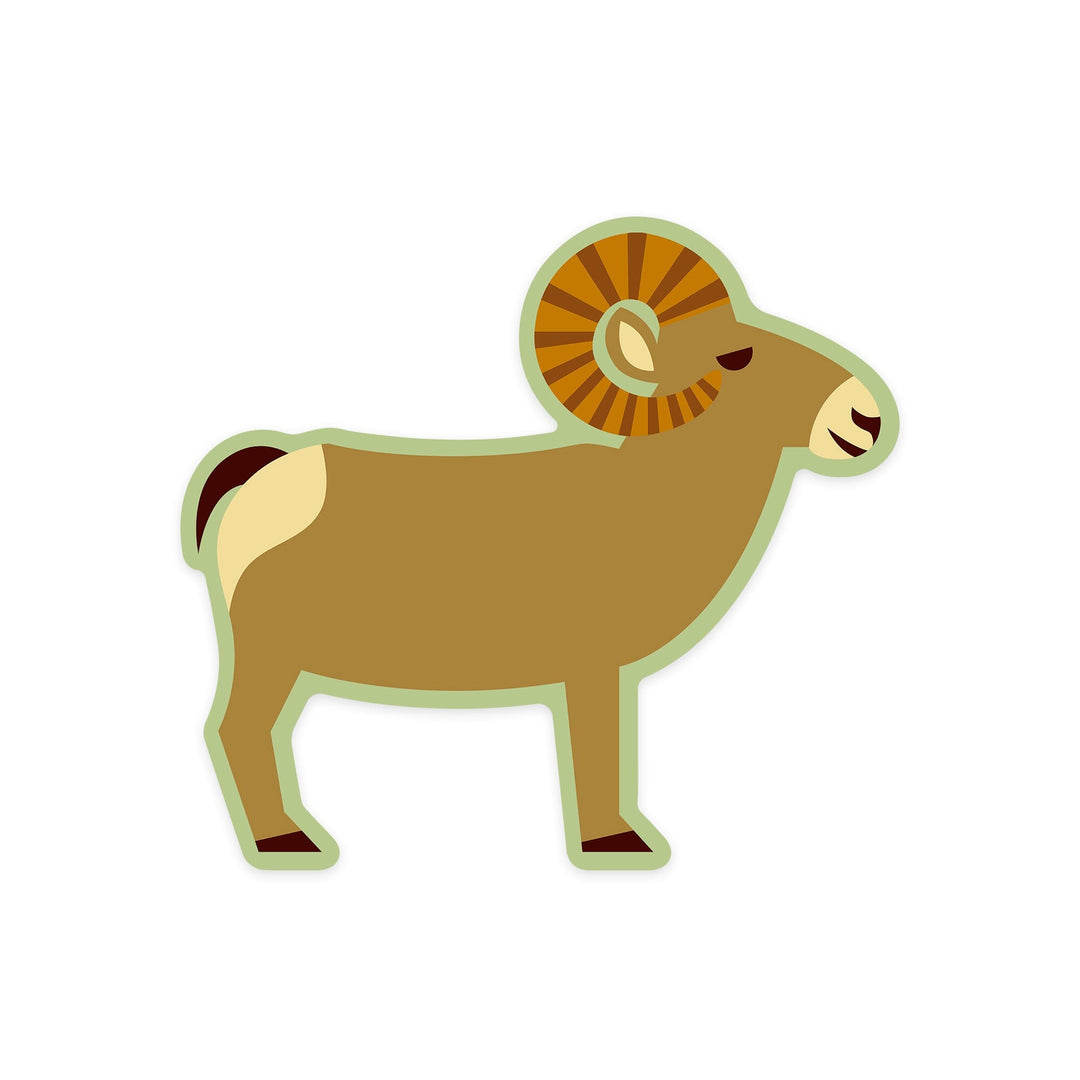 Bighorn Sheep, Geometric, Contour, Lantern Press Artwork, Vinyl Sticker - Lantern Press