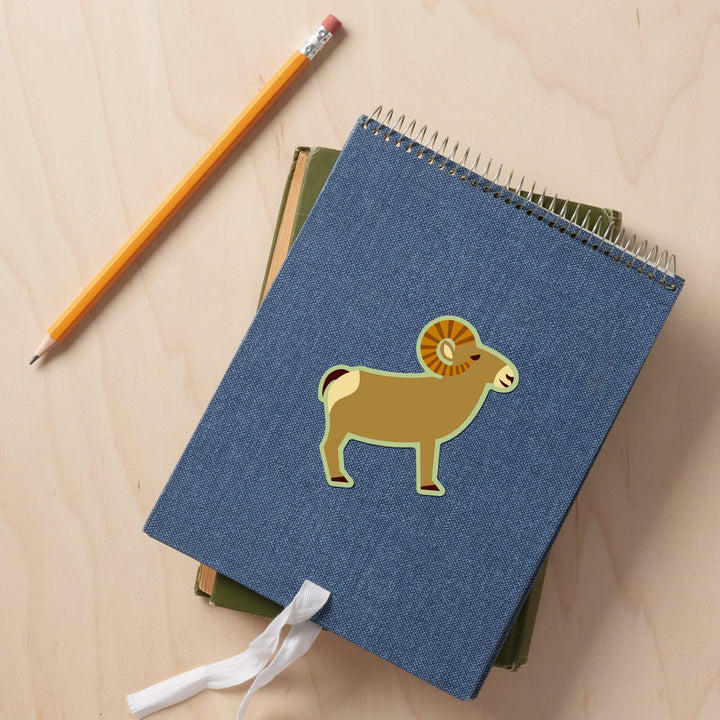 Bighorn Sheep, Geometric, Contour, Lantern Press Artwork, Vinyl Sticker - Lantern Press