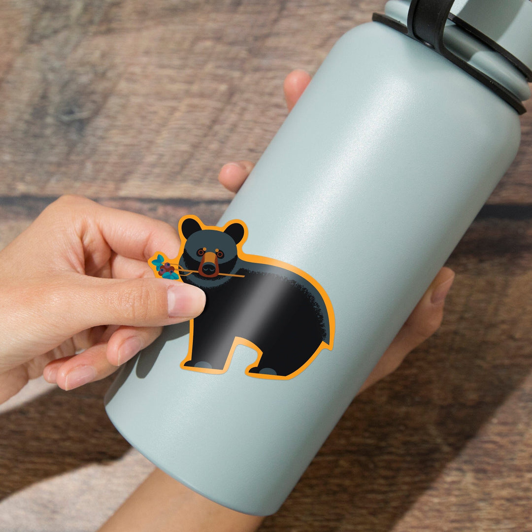 Black Bear, Geometric, Contour, Lantern Press Artwork, Vinyl Sticker - Lantern Press