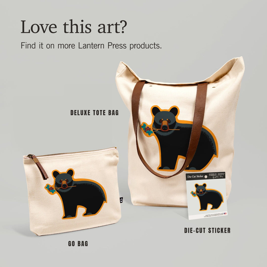 Black Bear, Geometric, Contour, Lantern Press Artwork, Vinyl Sticker - Lantern Press