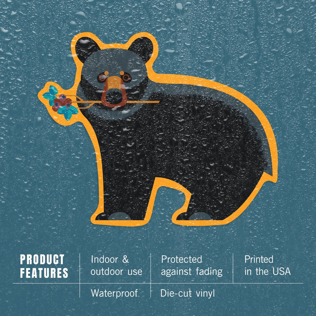 Black Bear, Geometric, Contour, Lantern Press Artwork, Vinyl Sticker - Lantern Press