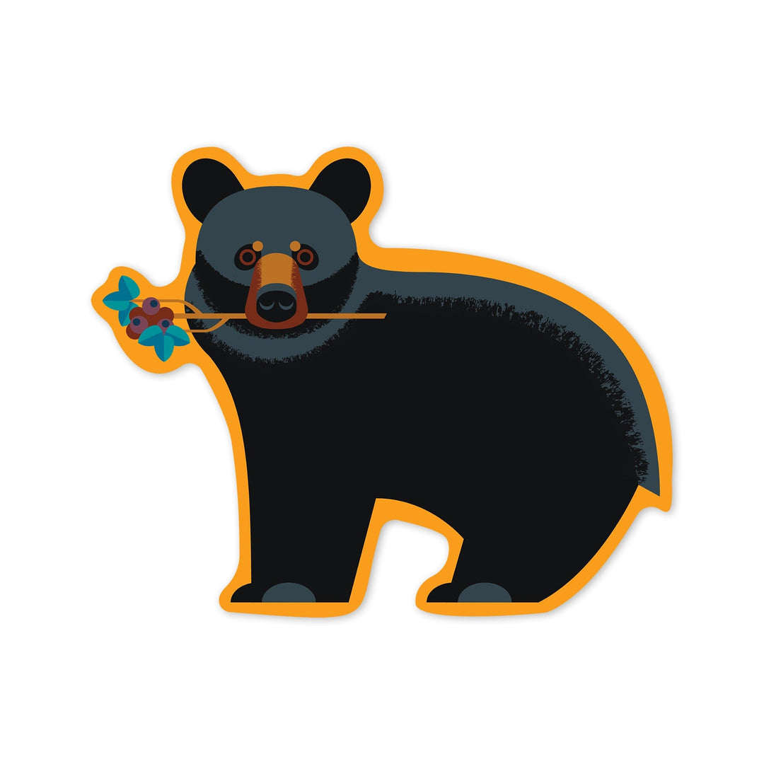Black Bear, Geometric, Contour, Lantern Press Artwork, Vinyl Sticker - Lantern Press
