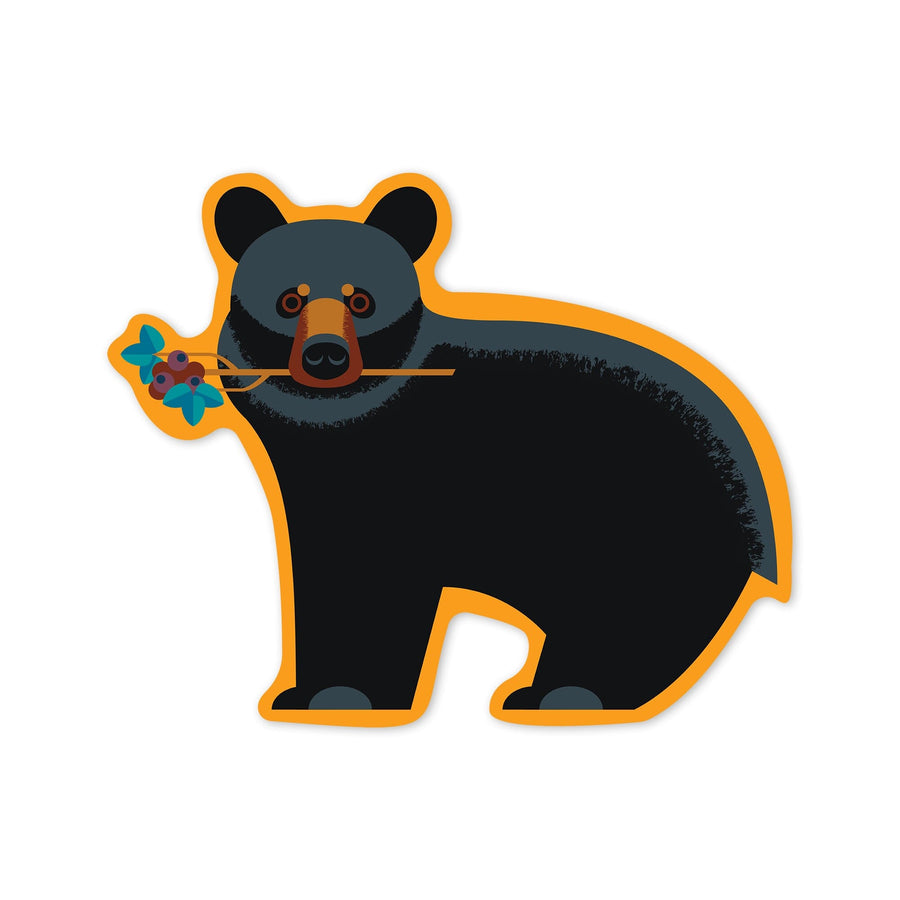 Black Bear, Geometric, Contour, Lantern Press Artwork, Vinyl Sticker - Lantern Press