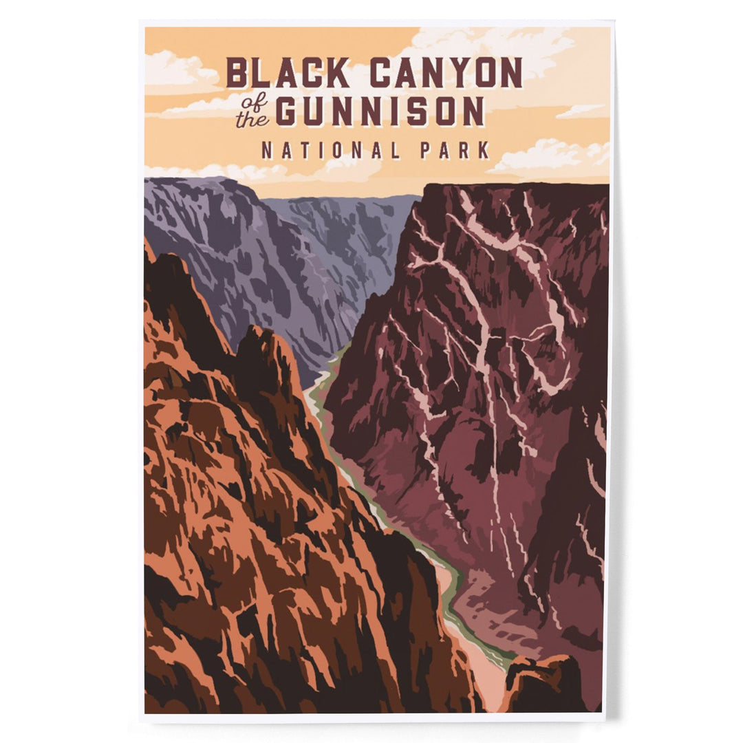 Black Canyon of the Gunnison National Park, Colorado, Painterly National Park Series, Art & Giclee Prints - Lantern Press