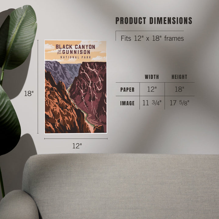 Black Canyon of the Gunnison National Park, Colorado, Painterly National Park Series, Art & Giclee Prints - Lantern Press