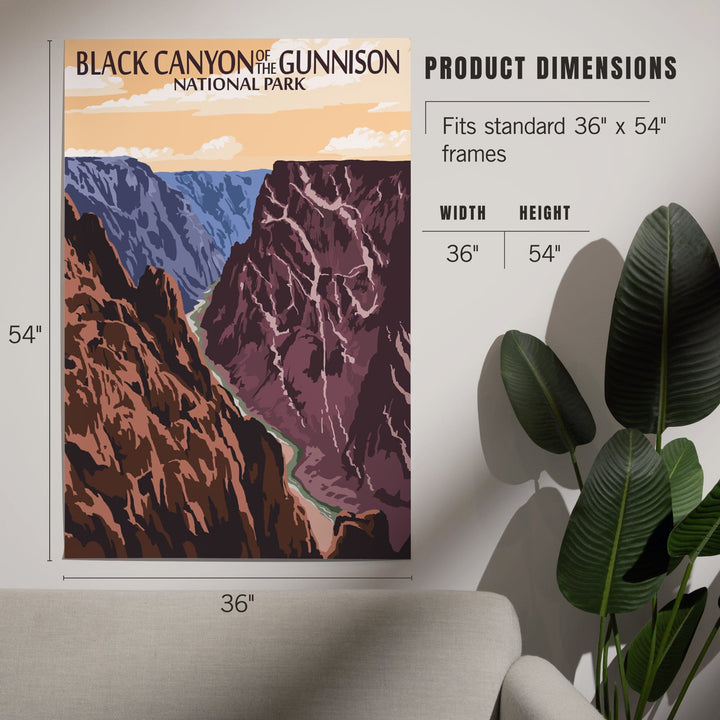 Black Canyon of the Gunnison National Park, Colorado, River and Cliffs, Painterly Series, Art & Giclee Prints - Lantern Press
