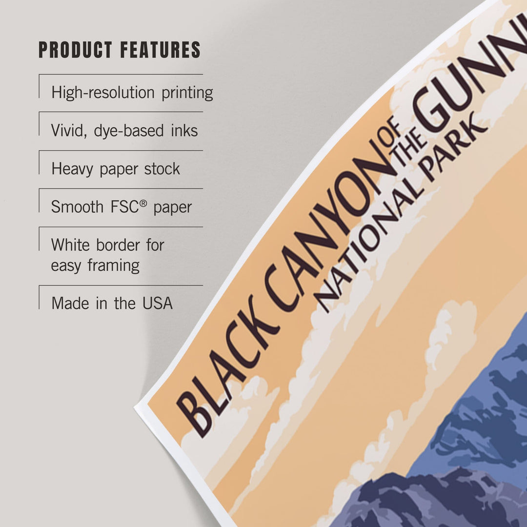 Black Canyon of the Gunnison National Park, Colorado, River and Cliffs, Painterly Series, Art & Giclee Prints - Lantern Press