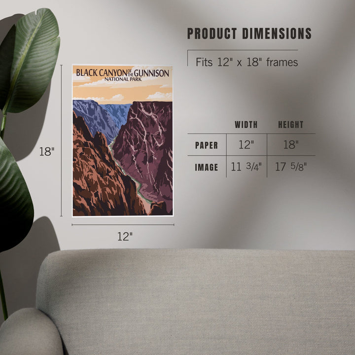 Black Canyon of the Gunnison National Park, Colorado, River and Cliffs, Painterly Series, Art & Giclee Prints - Lantern Press
