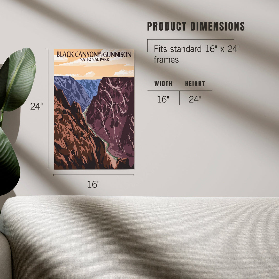 Black Canyon of the Gunnison National Park, Colorado, River and Cliffs, Painterly Series, Art & Giclee Prints - Lantern Press
