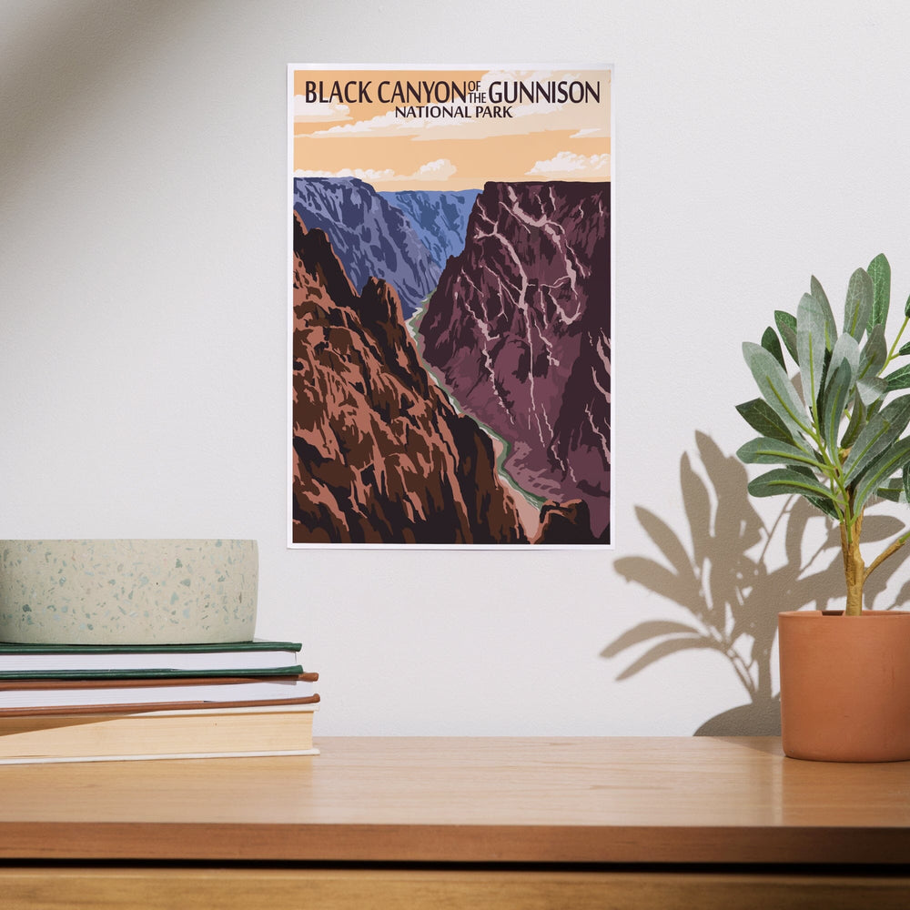 Black Canyon of the Gunnison National Park, Colorado, River and Cliffs, Painterly Series, Art & Giclee Prints - Lantern Press