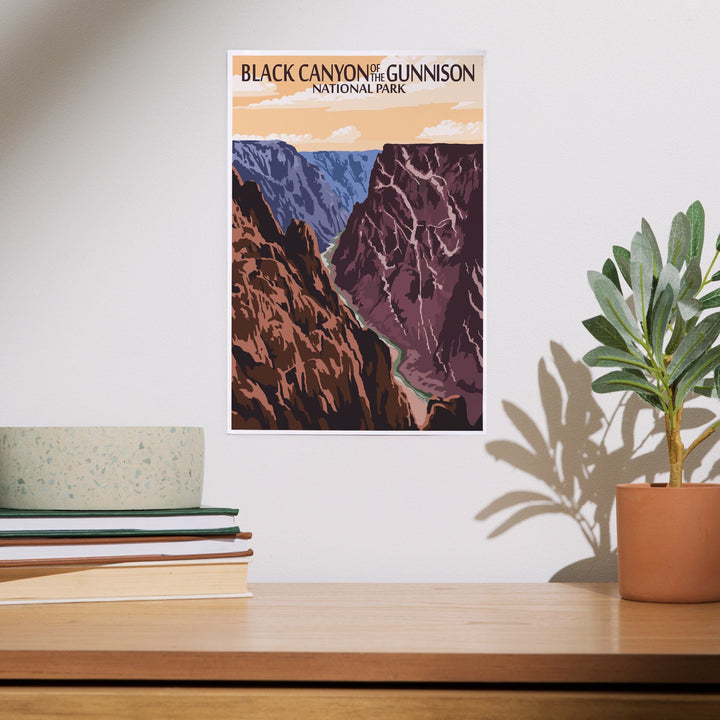 Black Canyon of the Gunnison National Park, Colorado, River and Cliffs, Painterly Series, Art & Giclee Prints - Lantern Press