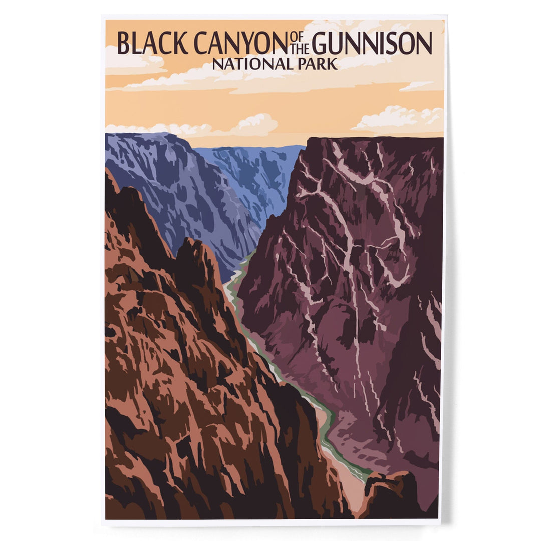Black Canyon of the Gunnison National Park, Colorado, River and Cliffs, Painterly Series, Art & Giclee Prints - Lantern Press