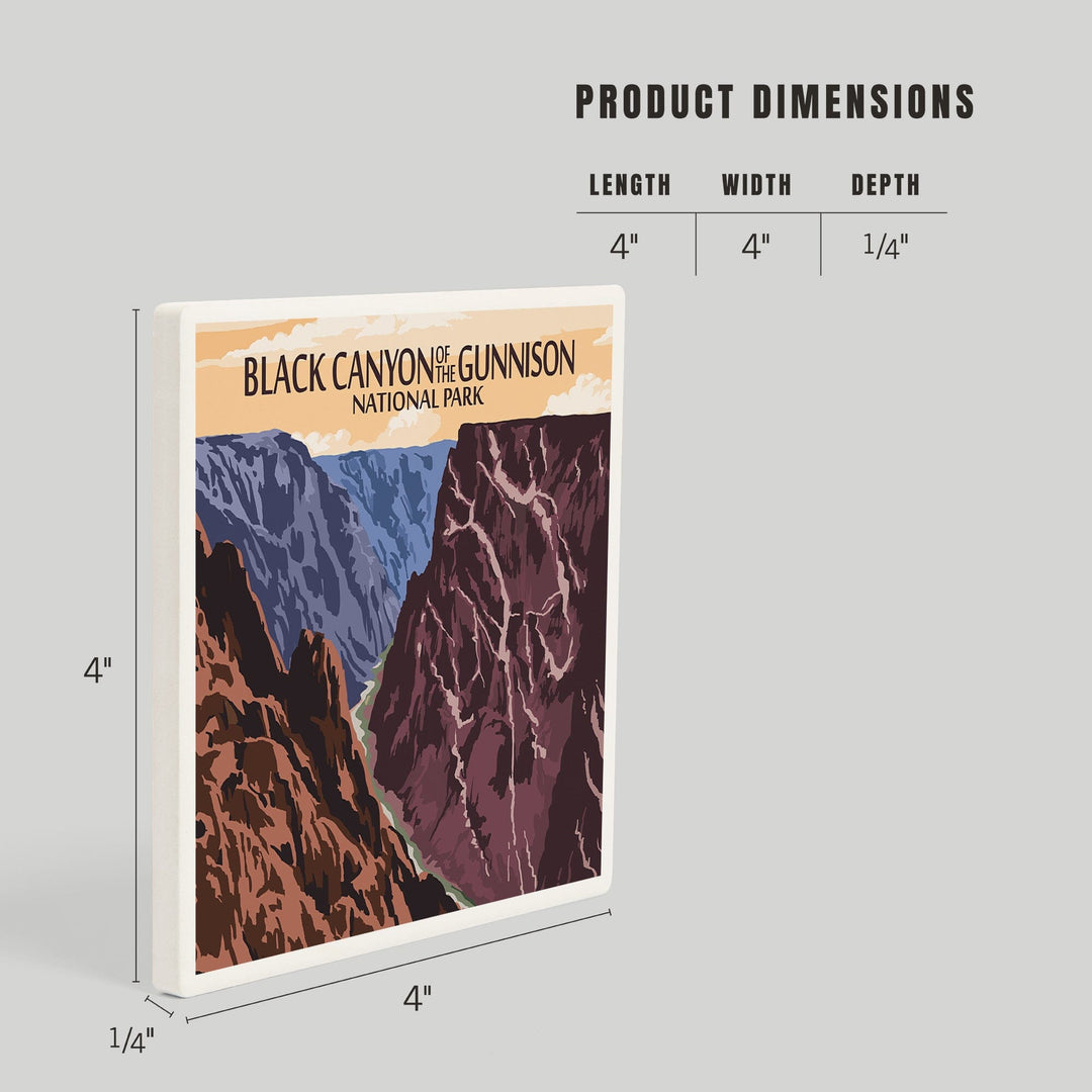 Black Canyon of the Gunnison National Park, Colorado, River and Cliffs, Painterly Series, Coasters Coasters Lantern Press