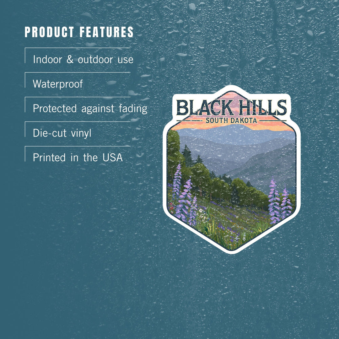 Black Hills, South Dakota, Spring Flowers, Contour, Lantern Press Artwork, Vinyl Sticker - Lantern Press