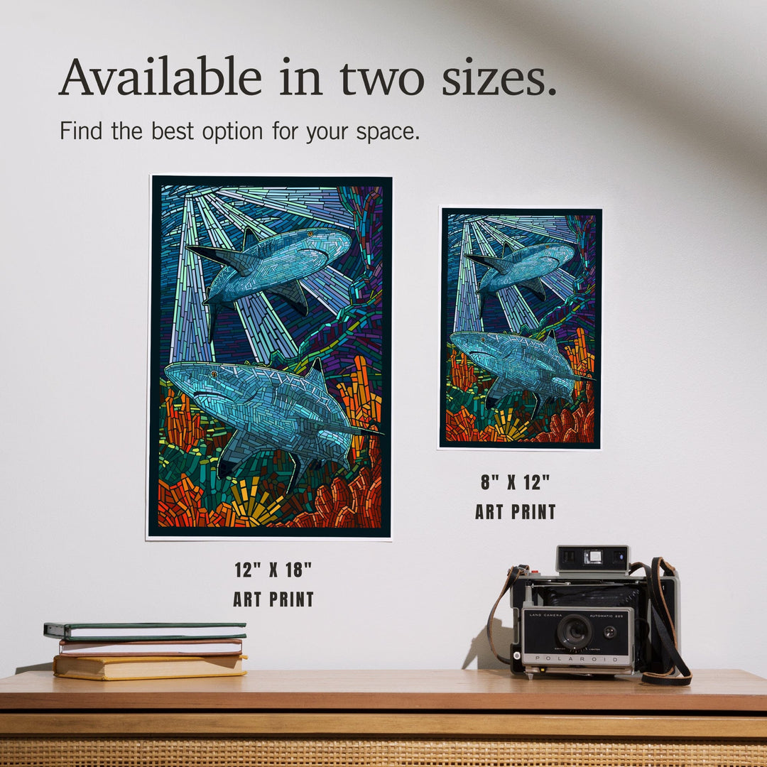 Black Tip Reef Shark, Paper Mosaic, Art & Giclee Prints - Lantern Press